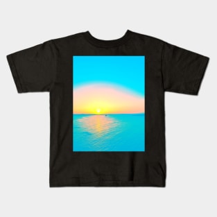 Romantic summer sunset and a sailing boat in the sea Kids T-Shirt